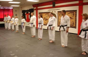 Karate students lined up